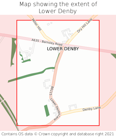 Map showing extent of Lower Denby as bounding box