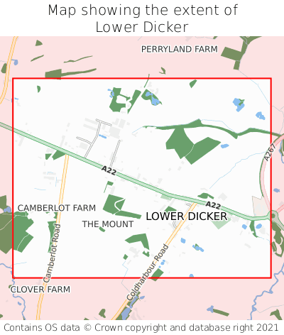 Map showing extent of Lower Dicker as bounding box