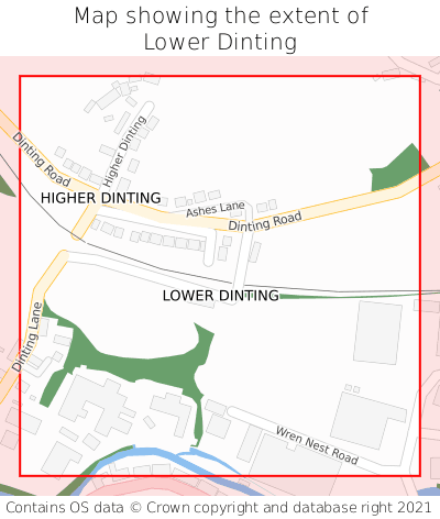 Map showing extent of Lower Dinting as bounding box