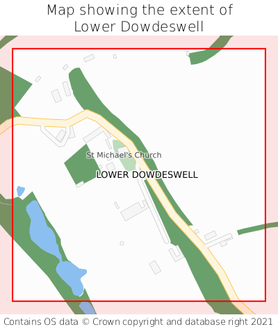 Map showing extent of Lower Dowdeswell as bounding box