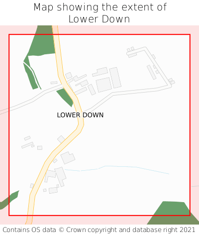 Map showing extent of Lower Down as bounding box