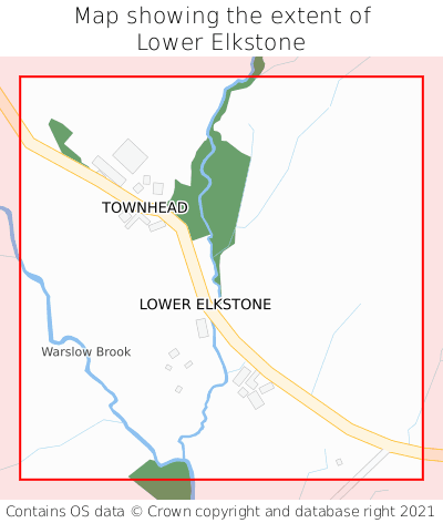 Map showing extent of Lower Elkstone as bounding box