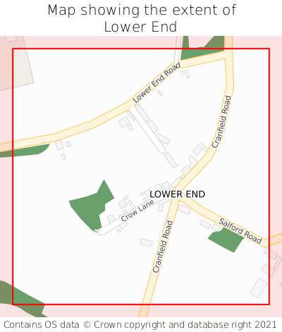 Map showing extent of Lower End as bounding box