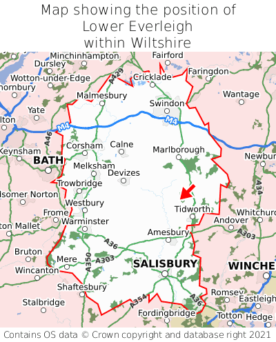 Map showing location of Lower Everleigh within Wiltshire