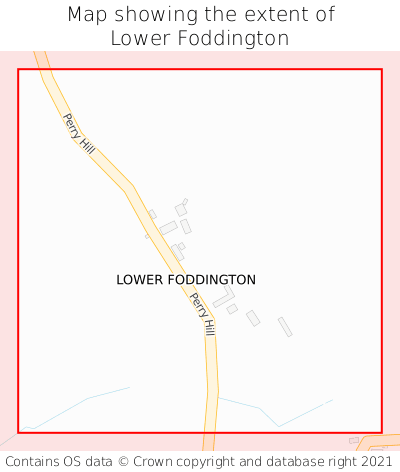 Map showing extent of Lower Foddington as bounding box