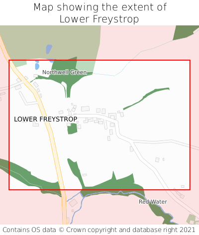 Map showing extent of Lower Freystrop as bounding box