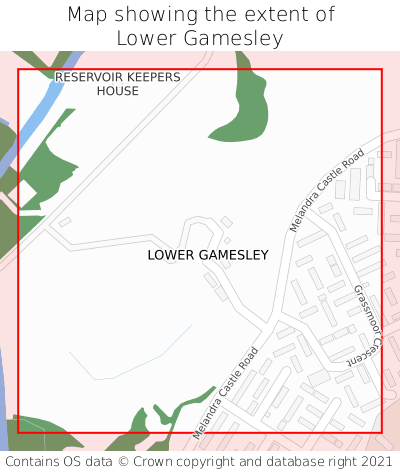 Map showing extent of Lower Gamesley as bounding box