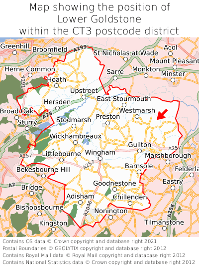 Map showing location of Lower Goldstone within CT3
