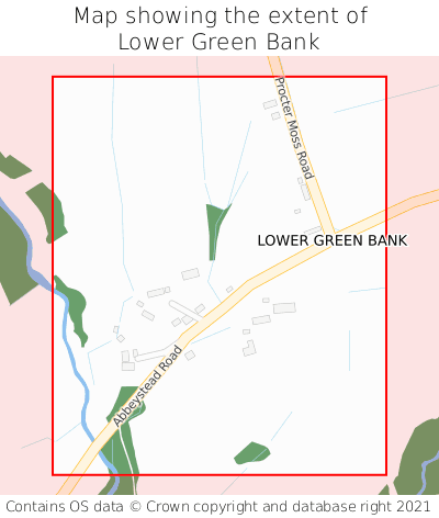 Map showing extent of Lower Green Bank as bounding box
