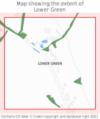Map showing extent of Lower Green as bounding box