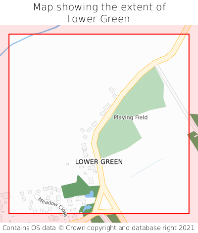 Map showing extent of Lower Green as bounding box
