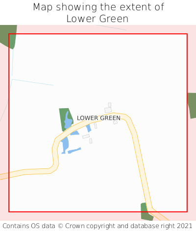 Map showing extent of Lower Green as bounding box