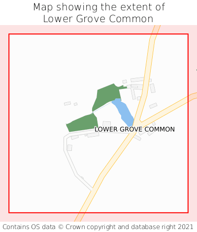 Map showing extent of Lower Grove Common as bounding box