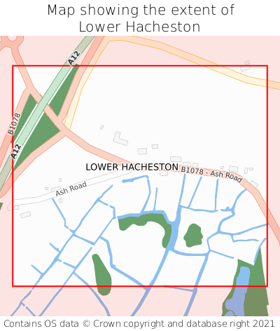 Map showing extent of Lower Hacheston as bounding box
