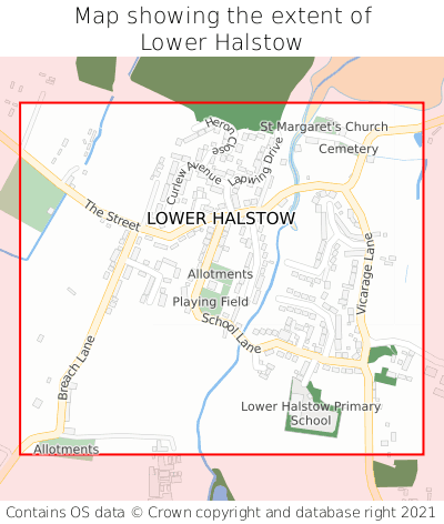 Map showing extent of Lower Halstow as bounding box
