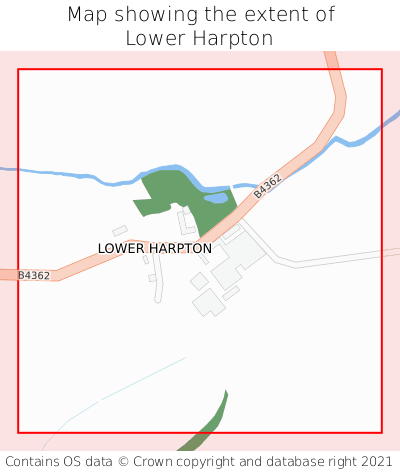 Map showing extent of Lower Harpton as bounding box