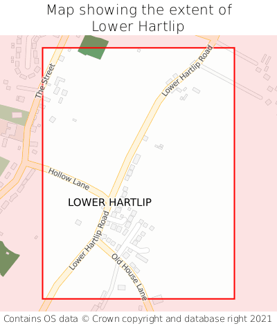 Map showing extent of Lower Hartlip as bounding box