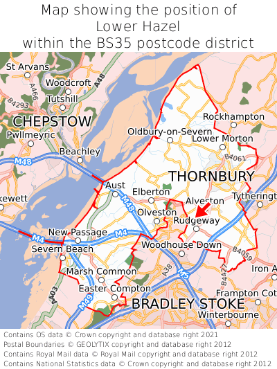 Map showing location of Lower Hazel within BS35