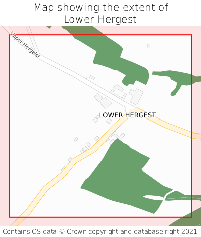 Map showing extent of Lower Hergest as bounding box
