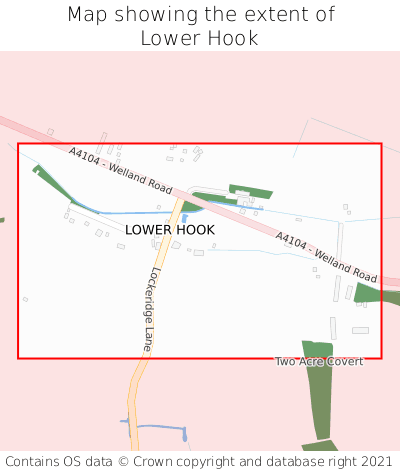 Map showing extent of Lower Hook as bounding box