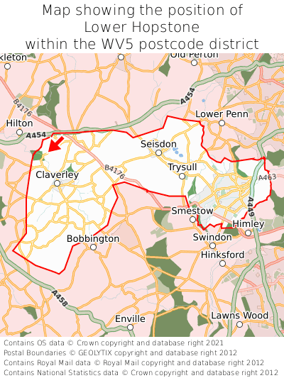 Map showing location of Lower Hopstone within WV5