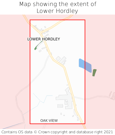 Map showing extent of Lower Hordley as bounding box