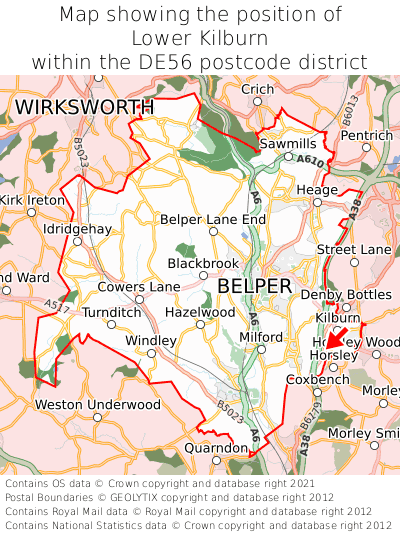 Map showing location of Lower Kilburn within DE56