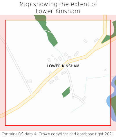 Map showing extent of Lower Kinsham as bounding box