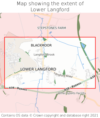 Map showing extent of Lower Langford as bounding box
