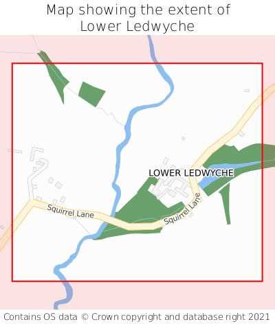 Map showing extent of Lower Ledwyche as bounding box