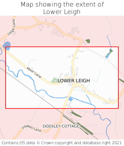 Map showing extent of Lower Leigh as bounding box