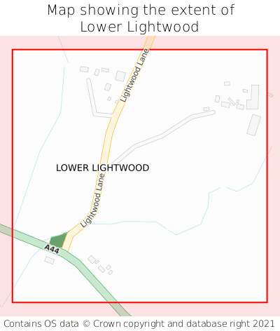 Map showing extent of Lower Lightwood as bounding box