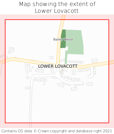 Map showing extent of Lower Lovacott as bounding box