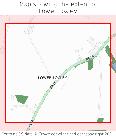 Map showing extent of Lower Loxley as bounding box