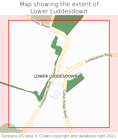 Map showing extent of Lower Luddesdown as bounding box
