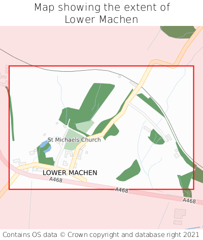 Map showing extent of Lower Machen as bounding box