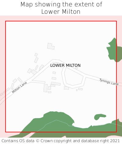 Map showing extent of Lower Milton as bounding box