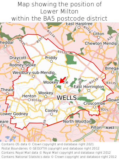 Map showing location of Lower Milton within BA5