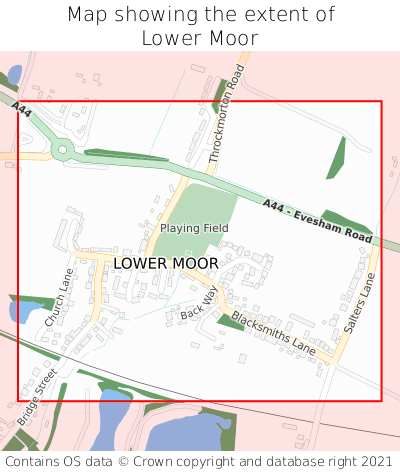 Map showing extent of Lower Moor as bounding box