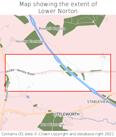 Map showing extent of Lower Norton as bounding box