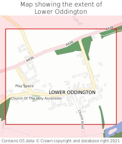 Map showing extent of Lower Oddington as bounding box