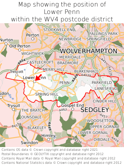 Map showing location of Lower Penn within WV4
