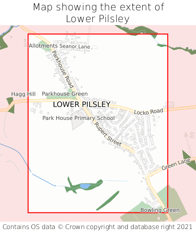 Map showing extent of Lower Pilsley as bounding box