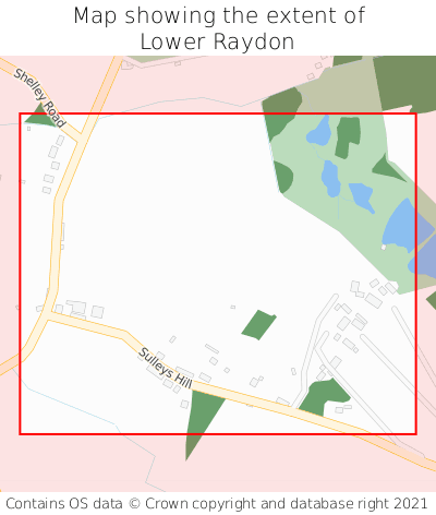 Map showing extent of Lower Raydon as bounding box