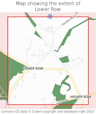 Map showing extent of Lower Row as bounding box