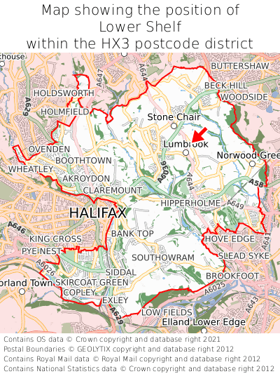 Map showing location of Lower Shelf within HX3