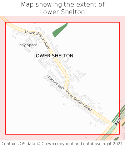 Map showing extent of Lower Shelton as bounding box