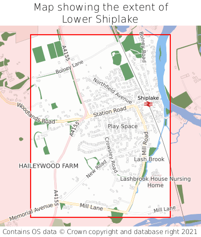 Map showing extent of Lower Shiplake as bounding box