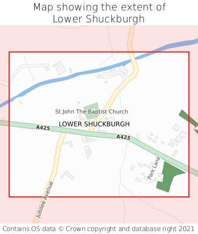 Map showing extent of Lower Shuckburgh as bounding box