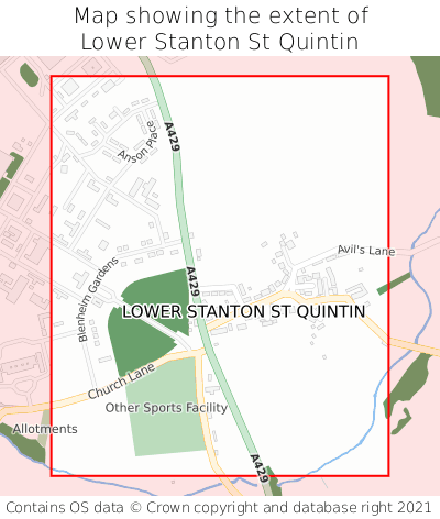 Map showing extent of Lower Stanton St Quintin as bounding box